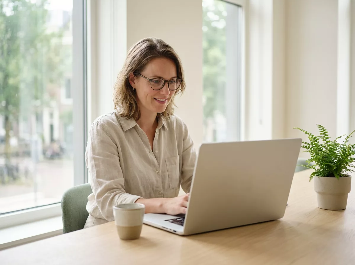 Business owner working on her content, relaxed