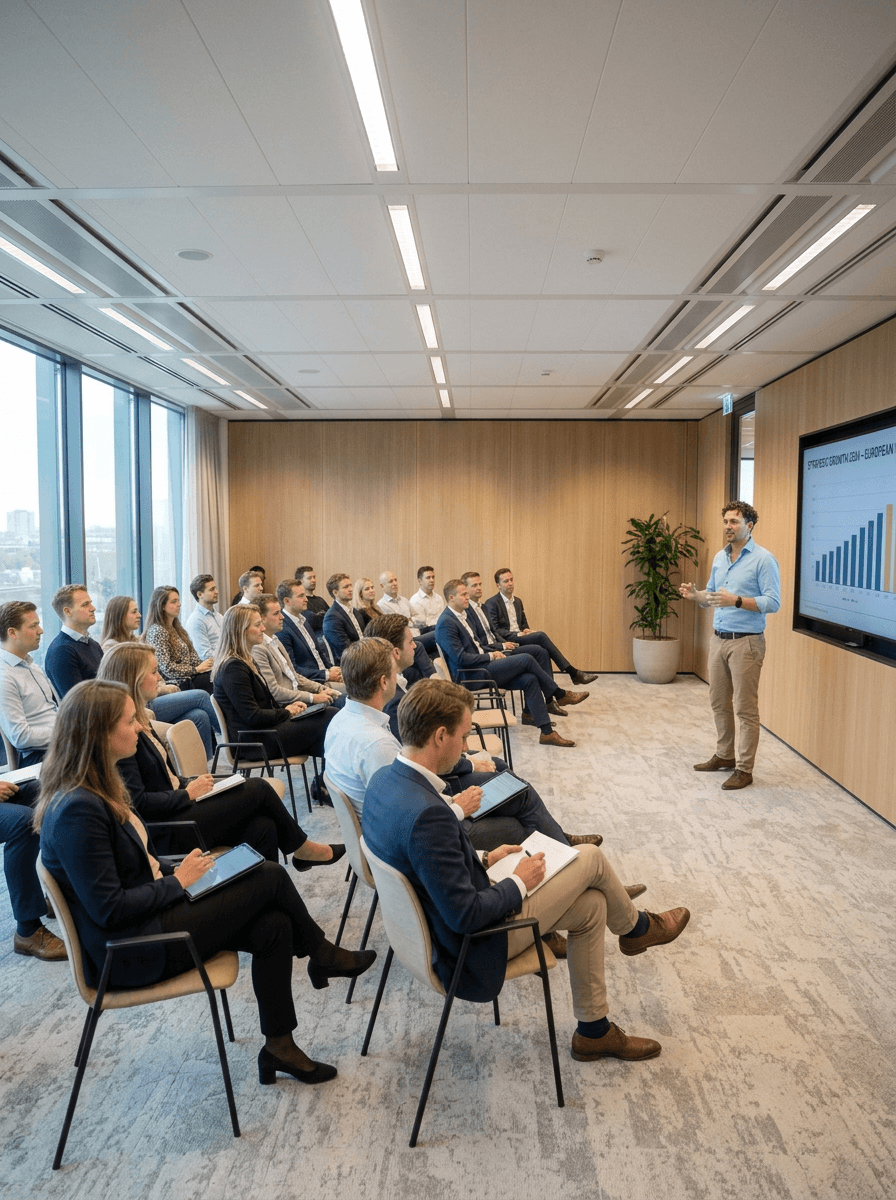 And AI workshop in loft space with trainer and team